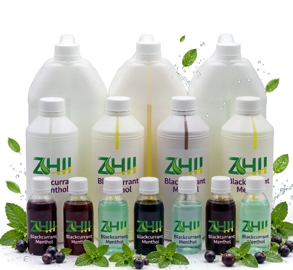 ZHII Blackcurrant Menthol Flavor M25 with blackcurrant purple and mint green liquids