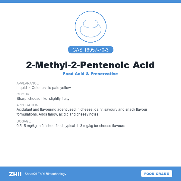 2-Methyl-2-Pentenoic Acid (CAS 16957-70-3) - Food Grade Food Acid & Preservative by ZHII
