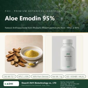 Aloe Emodin 95% (CAS 481-72-1) orange-yellow crystalline powder from Rheum palmatum rhubarb root - ZHII Plant Extracts