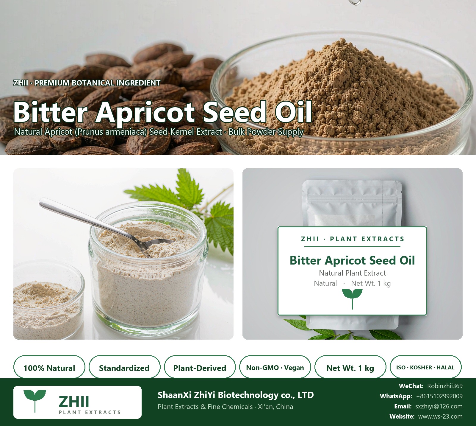 Bitter Apricot Seed Oil natural Apricot extract powder - ZHII ShaanXi ZhiYi Biotechnology supplier