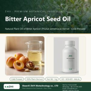 Bitter Apricot Seed Oil liquid extract in laboratory beaker - ZHII Plant Extracts by ShaanXi ZhiYi Biotechnology
