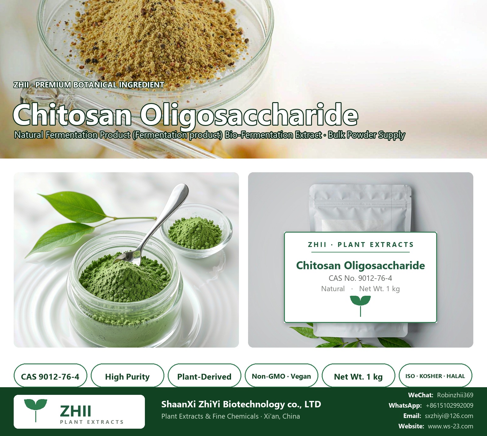 Chitosan Oligosaccharide CAS 9012-76-4 natural plant extract from Fermentation Product - ZHII ShaanXi ZhiYi Biotechnology supplier