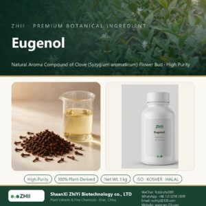 Eugenol liquid extract in laboratory beaker - ZHII Plant Extracts by ShaanXi ZhiYi Biotechnology