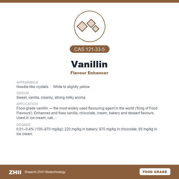 Vanillin (CAS 121-33-5) - Food Grade Flavour Enhancer by ZHII