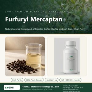Furfuryl Mercaptan liquid extract in laboratory beaker - ZHII Plant Extracts by ShaanXi ZhiYi Biotechnology