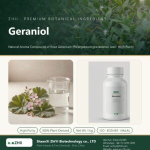 Geraniol liquid extract in laboratory beaker - ZHII Plant Extracts by ShaanXi ZhiYi Biotechnology