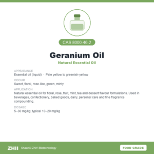 Geranium Oil (CAS 8000-46-2) - Food Grade Natural Essential Oil by ZHII