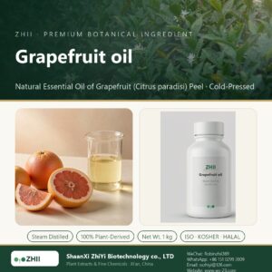 Grapefruit oil liquid extract in laboratory beaker - ZHII Plant Extracts by ShaanXi ZhiYi Biotechnology