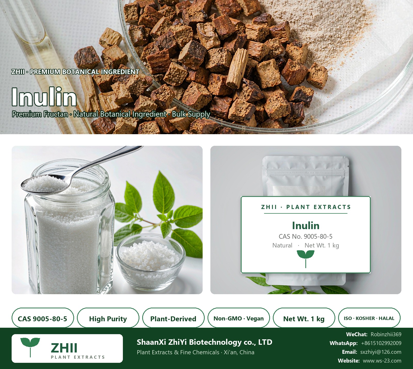 Inulin CAS 9005-80-5 natural plant extract from botanical - ZHII ShaanXi ZhiYi Biotechnology supplier