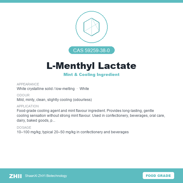 L-Menthyl Lactate (CAS 59259-38-0) - Food Grade Mint & Cooling Ingredient by ZHII