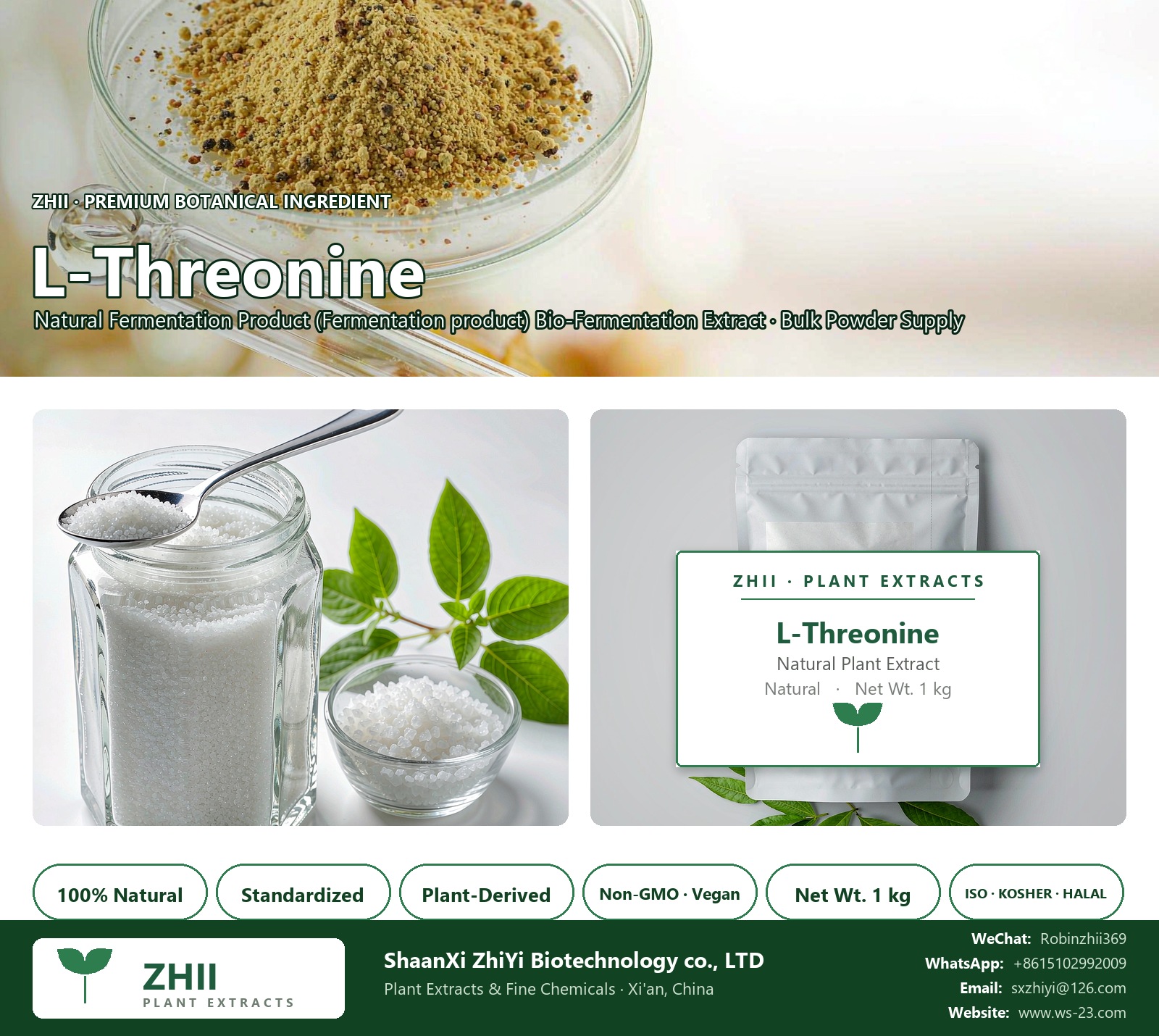 L-Threonine natural Fermentation Product extract powder - ZHII ShaanXi ZhiYi Biotechnology supplier
