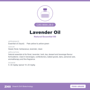 Lavender Oil (CAS 8000-28-0) - Food Grade Natural Essential Oil by ZHII