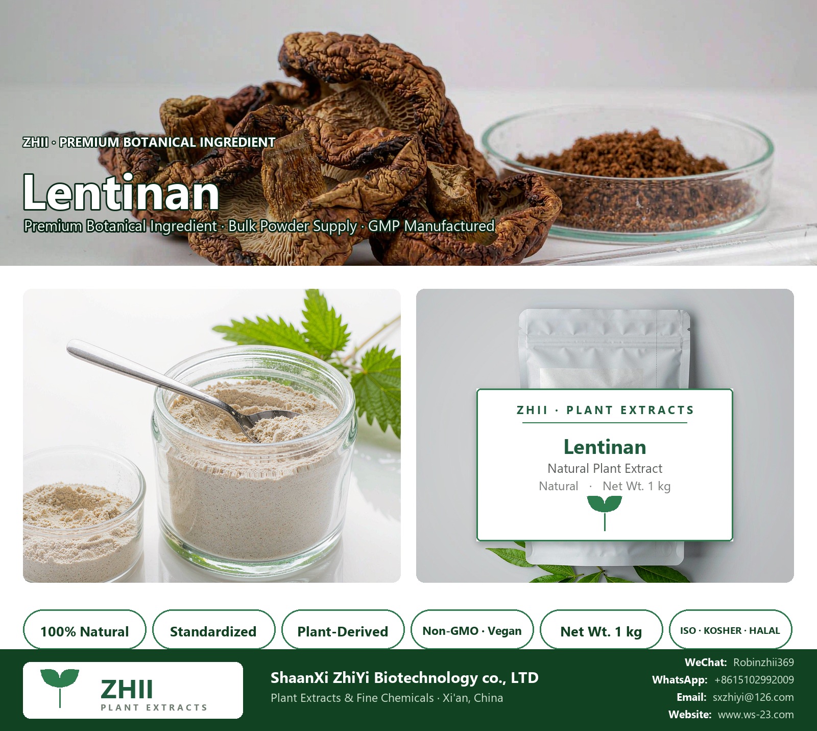 Lentinan natural botanical extract powder - ZHII ShaanXi ZhiYi Biotechnology supplier