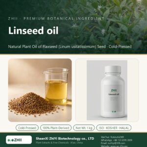 Linseed oil liquid extract in laboratory beaker - ZHII Plant Extracts by ShaanXi ZhiYi Biotechnology