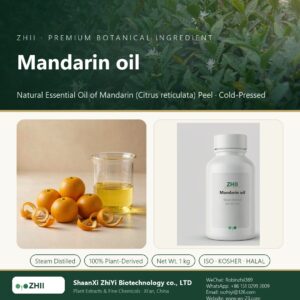 Mandarin oil liquid extract in laboratory beaker - ZHII Plant Extracts by ShaanXi ZhiYi Biotechnology