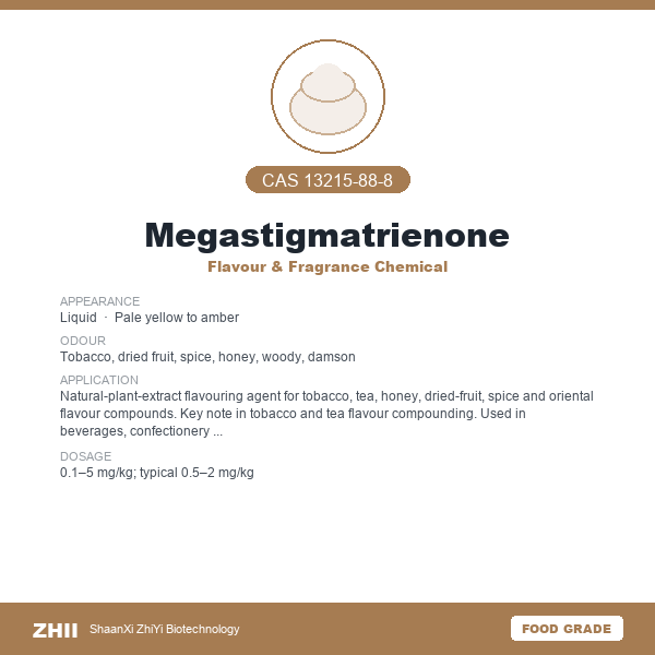 Megastigmatrienone (CAS 13215-88-8) - Food Grade Flavour & Fragrance Chemical by ZHII