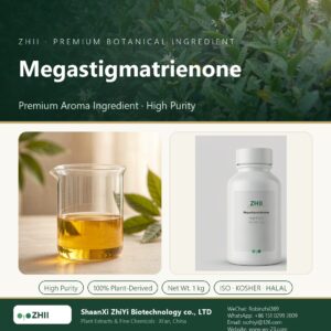 Megastigmatrienone liquid extract in laboratory beaker - ZHII Plant Extracts by ShaanXi ZhiYi Biotechnology