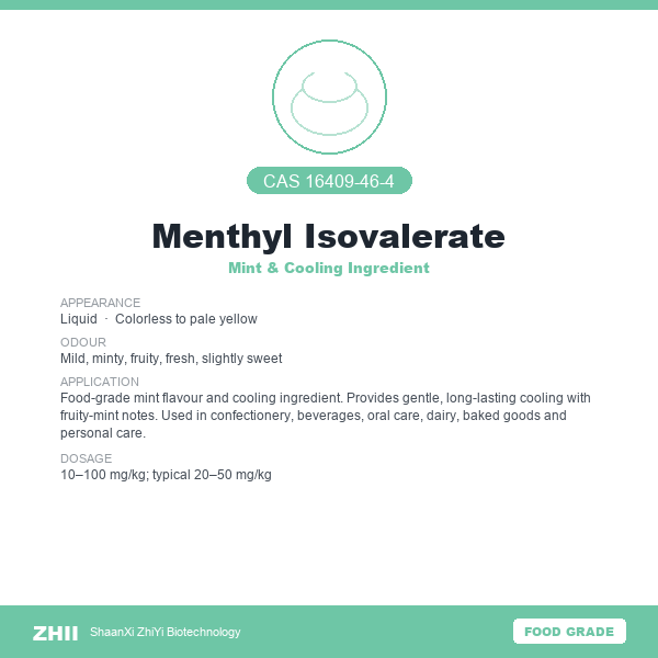 Menthyl Isovalerate (CAS 16409-46-4) - Food Grade Mint & Cooling Ingredient by ZHII