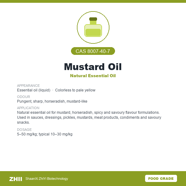 Mustard Oil (CAS 8007-40-7) - Food Grade Natural Essential Oil by ZHII