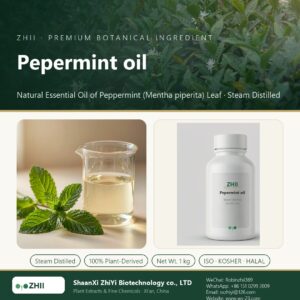 Pepermint oil liquid extract in laboratory beaker - ZHII Plant Extracts by ShaanXi ZhiYi Biotechnology