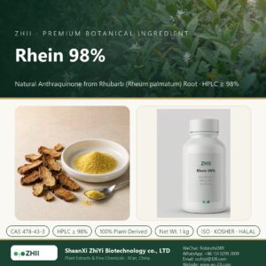 Rhein 98% (CAS 478-43-3) yellow crystalline powder from Rheum palmatum rhubarb root - ZHII Plant Extracts