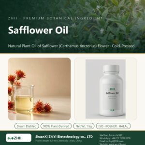 Safflower Oil liquid extract in laboratory beaker - ZHII Plant Extracts by ShaanXi ZhiYi Biotechnology