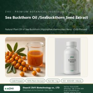 Sea Buckthorn Oil /Seabuckthorn Seed Extract liquid extract in laboratory beaker - ZHII Plant Extracts by ShaanXi ZhiYi Biotechnology
