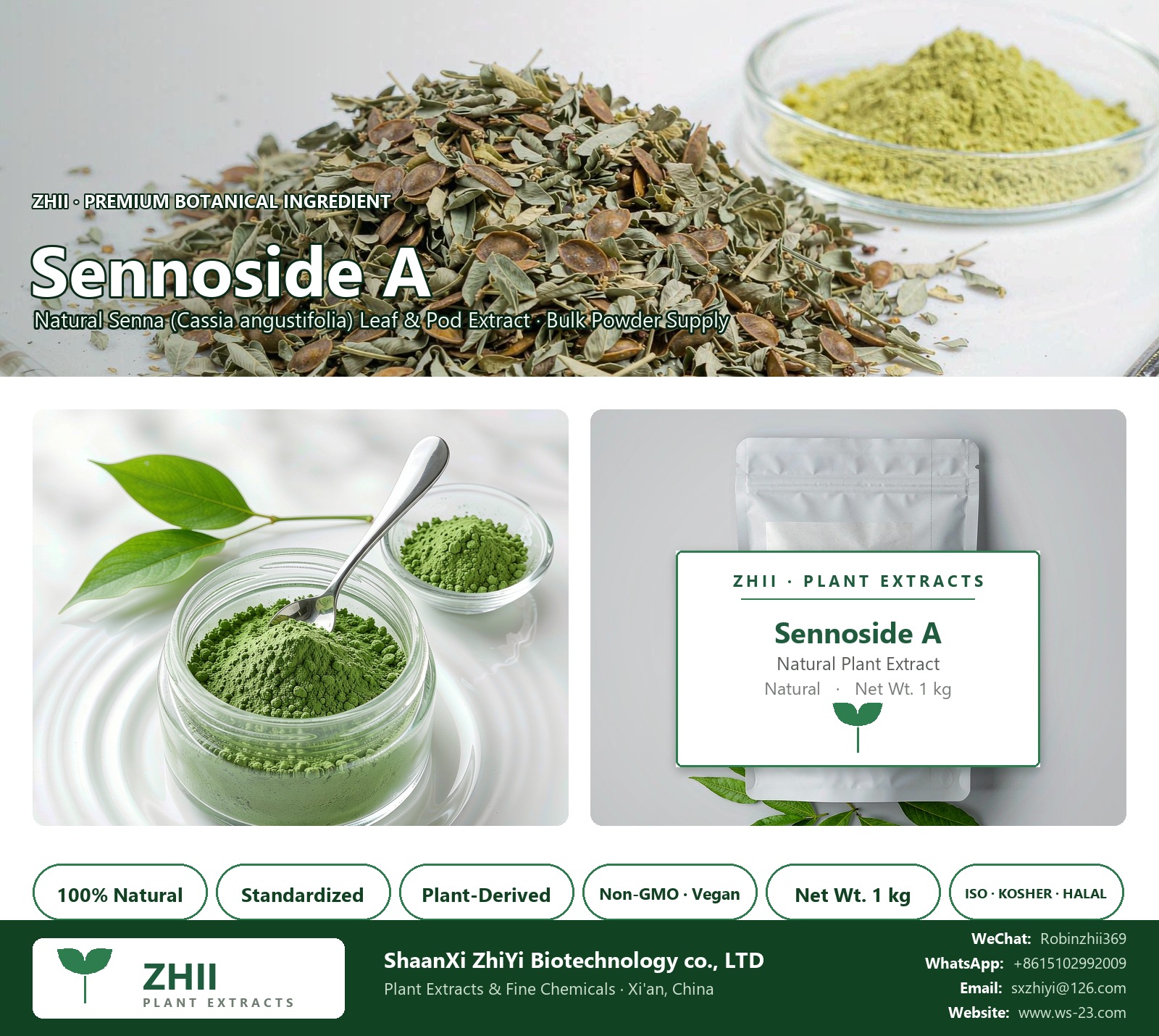 Sennoside A/B natural Senna extract powder - ZHII ShaanXi ZhiYi Biotechnology supplier