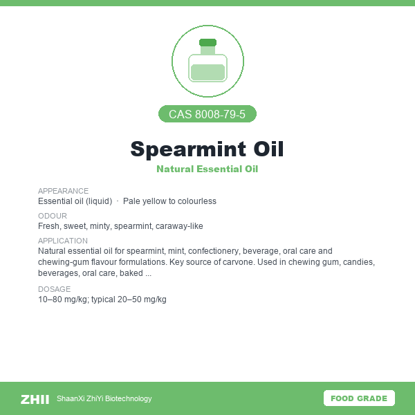 Spearmint Oil (CAS 8008-79-5) - Food Grade Natural Essential Oil by ZHII