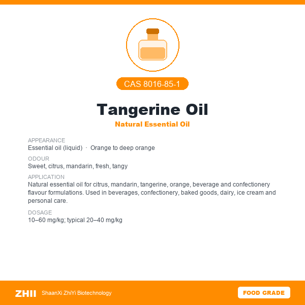 Tangerine Oil (CAS 8016-85-1) - Food Grade Natural Essential Oil by ZHII