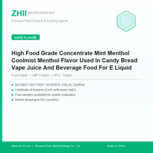 High Food Grade Concentrate Mint Menthol Coolmist Menthol Flavor Used In Candy Bread Vape Juice And Beverage Food For E Liquid Additive - ZHII manufacturer plant extract powder