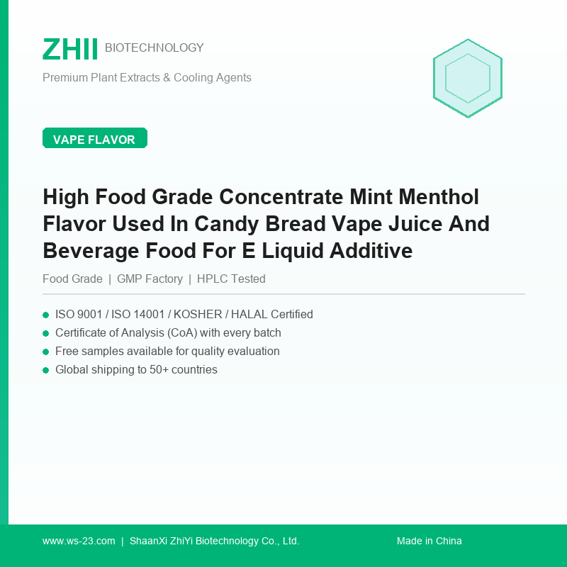 High Food Grade Concentrate Mint Menthol Flavor Used In Candy Bread Vape Juice And Beverage Food For E Liquid Additive - ZHII manufacturer plant extract powder