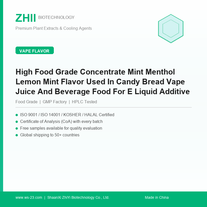 High Food Grade Concentrate Mint Menthol Lemon Mint Flavor Used In Candy Bread Vape Juice And Beverage Food For E Liquid Additive - ZHII manufacturer plant extract powder