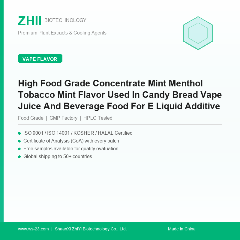 High Food Grade Concentrate Mint Menthol Tobacco Mint Flavor Used In Candy Bread Vape Juice And Beverage Food For E Liquid Additive - ZHII manufacturer plant extract powder